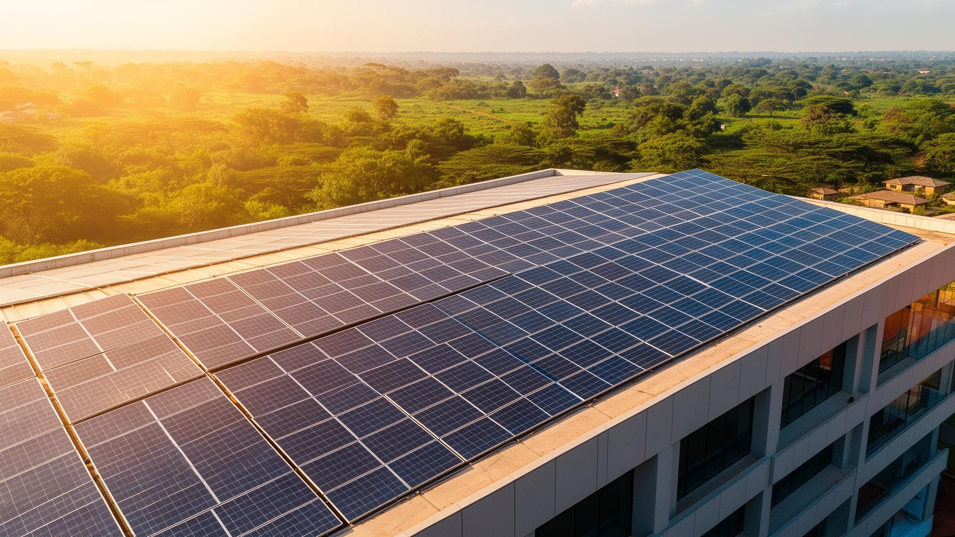 Solar panels installed on a rooftop in Nairobi, Kenya by NARE Energies